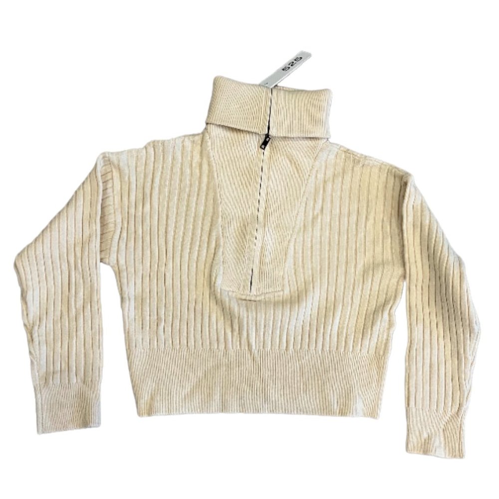 525 America Women's Cream America Rib-Knit Quarter-Zip Sweater